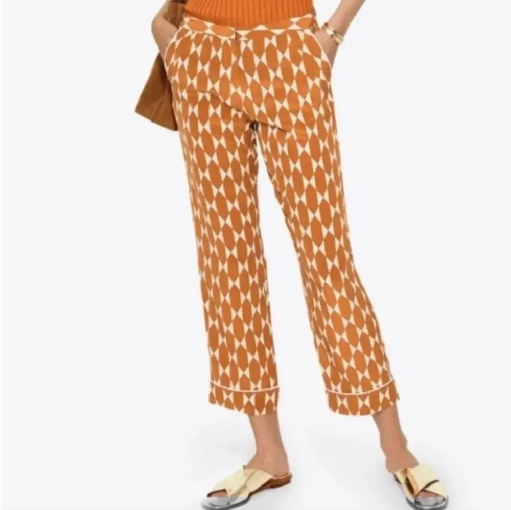 TORY BURCH Devi Pant in Gold Diamond Tile Size Women's 4